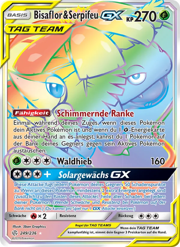 Karte Bisaflor & Serpifeu GX aus Welten im Wandel, Nummer 249/236