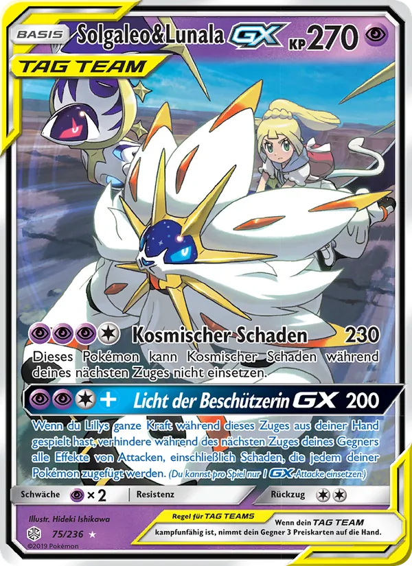 Karte Solgaleo & Lunala GX aus Welten im Wandel, Nummer 75/236