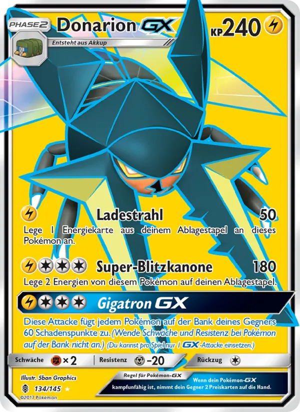 Karte Donarion GX aus Stunde der Wächter, Nummer 134/145