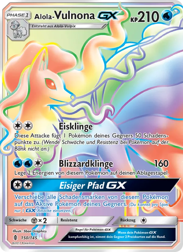 Karte Alola Vulnona GX aus Stunde der Wächter, Nummer 150/145