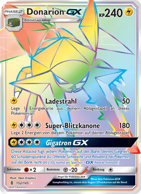 Karte Donarion GX aus Stunde der Wächter, Nummer 152/145