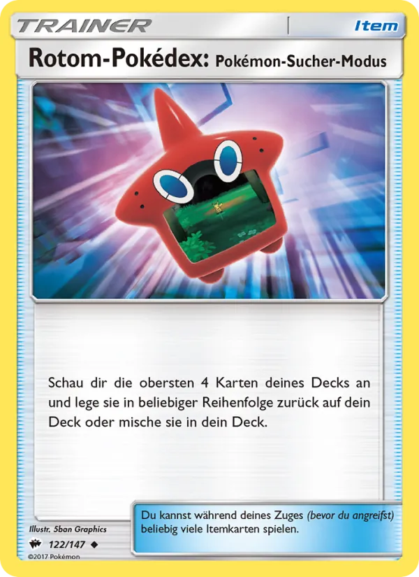 Karte Rotom-Pokédex: Pokémon-Sucher-Modus aus Nacht in Flammen, Nummer 122/147