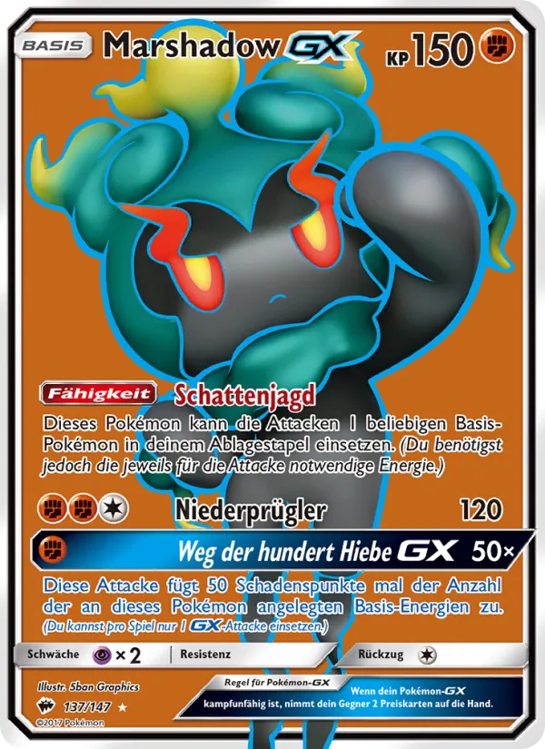 Karte Marshadow GX aus Nacht in Flammen, Nummer 137/147
