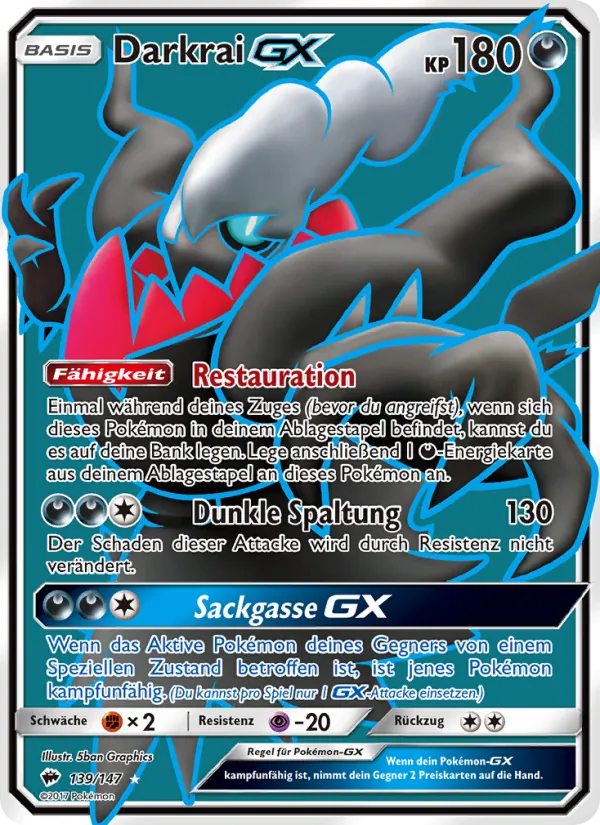 Karte Darkrai GX aus Nacht in Flammen, Nummer 139/147