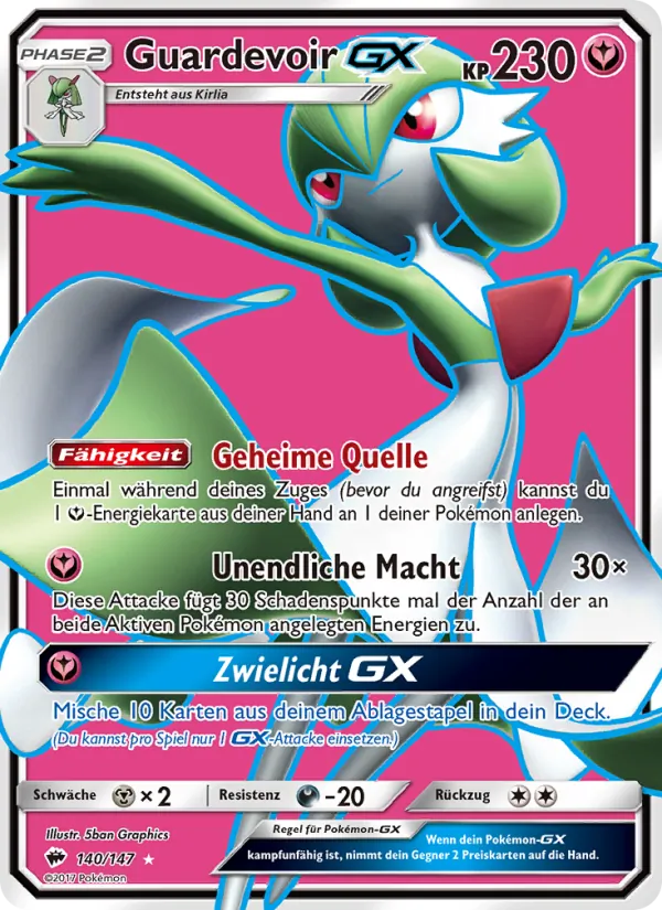 Karte Guardevoir GX aus Nacht in Flammen, Nummer 140/147