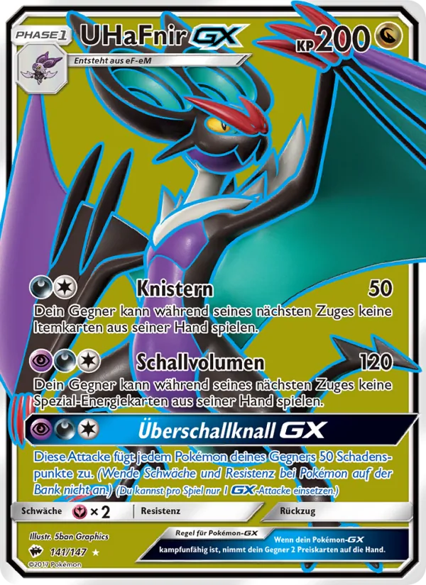 Karte UHaFnir GX aus Nacht in Flammen, Nummer 141/147