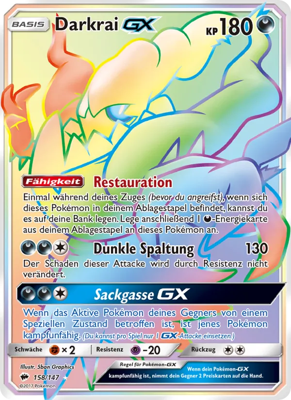 Karte Darkrai GX aus Nacht in Flammen, Nummer 158/147