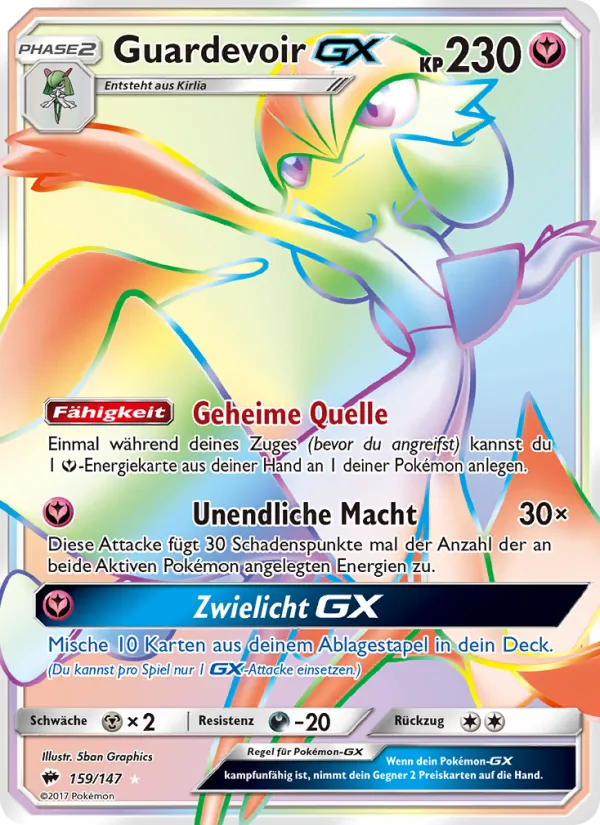 Karte Guardevoir GX aus Nacht in Flammen, Nummer 159/147
