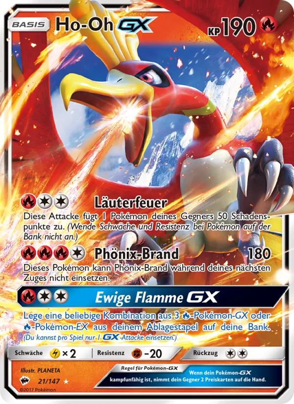 Karte Ho-Oh GX aus Nacht in Flammen, Nummer 21/147
