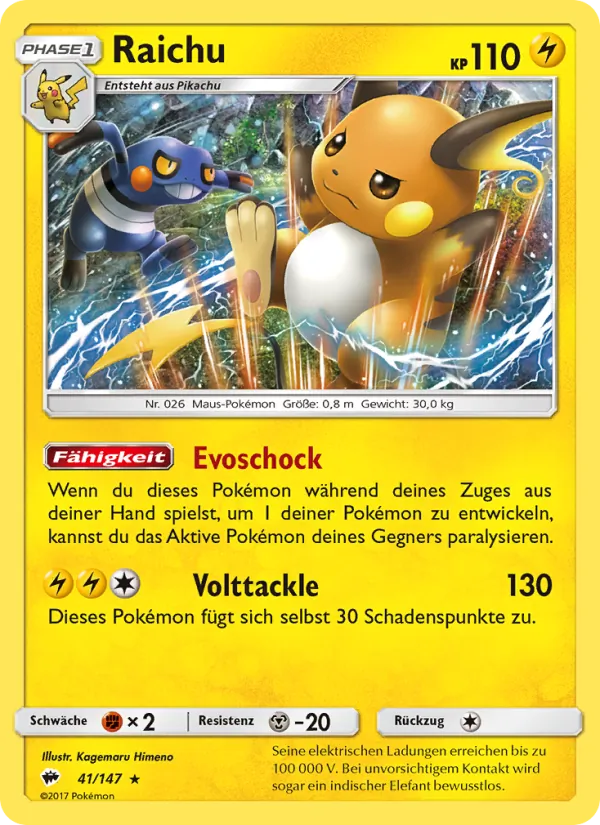 Karte Raichu aus Nacht in Flammen, Nummer 41/147