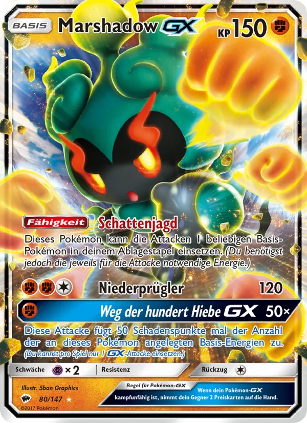 Karte Marshadow GX aus Nacht in Flammen, Nummer 80/147