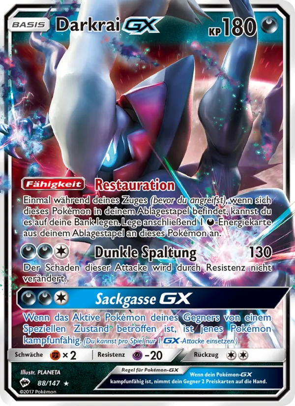 Karte Darkrai GX aus Nacht in Flammen, Nummer 88/147