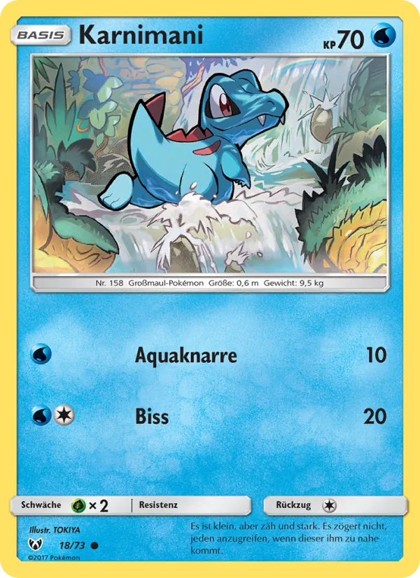Kaart Totodile uit Shining Legends, nummer 18/73