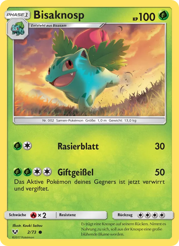 Ivysaur card from Shining Legends, number 2/73