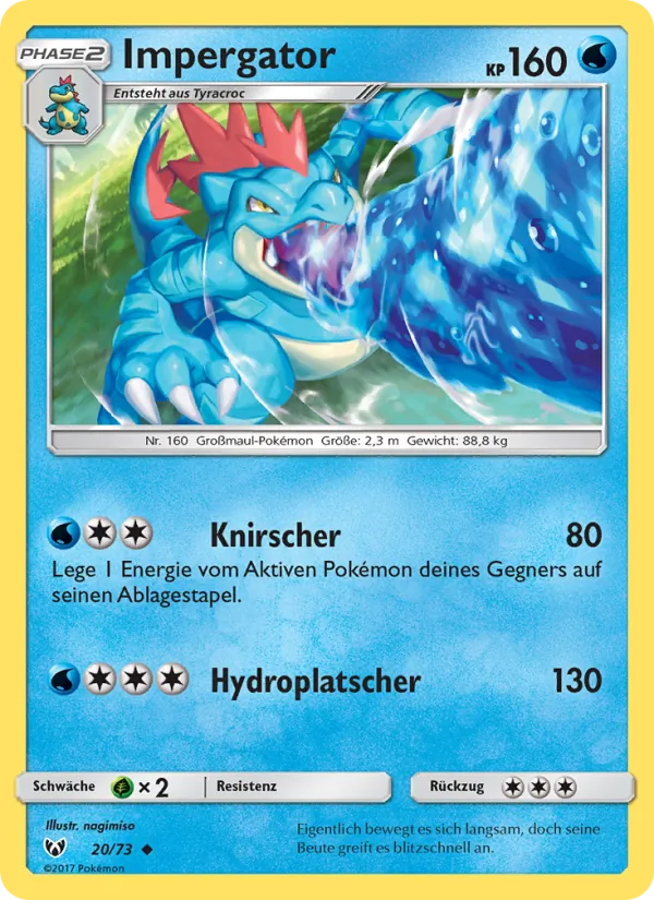 Kaart Feraligatr uit Shining Legends, nummer 20/73
