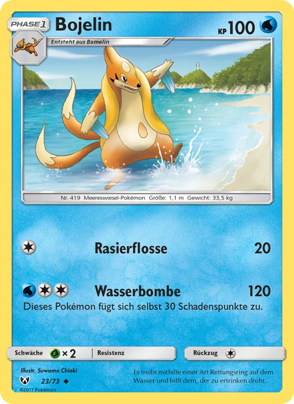 Kaart Floatzel uit Shining Legends, nummer 23/73