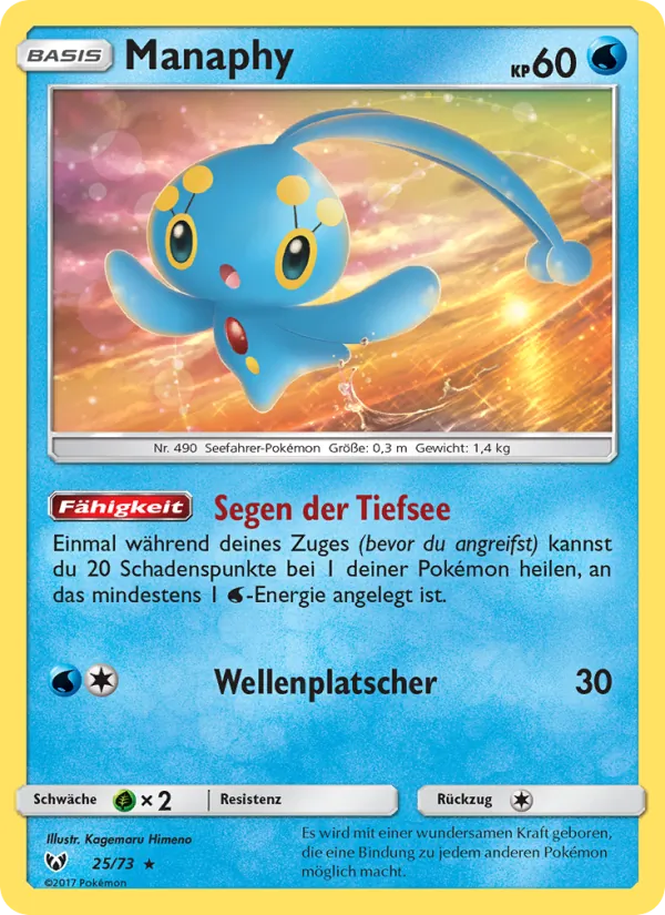 Manaphy card from Shining Legends, number 25/73
