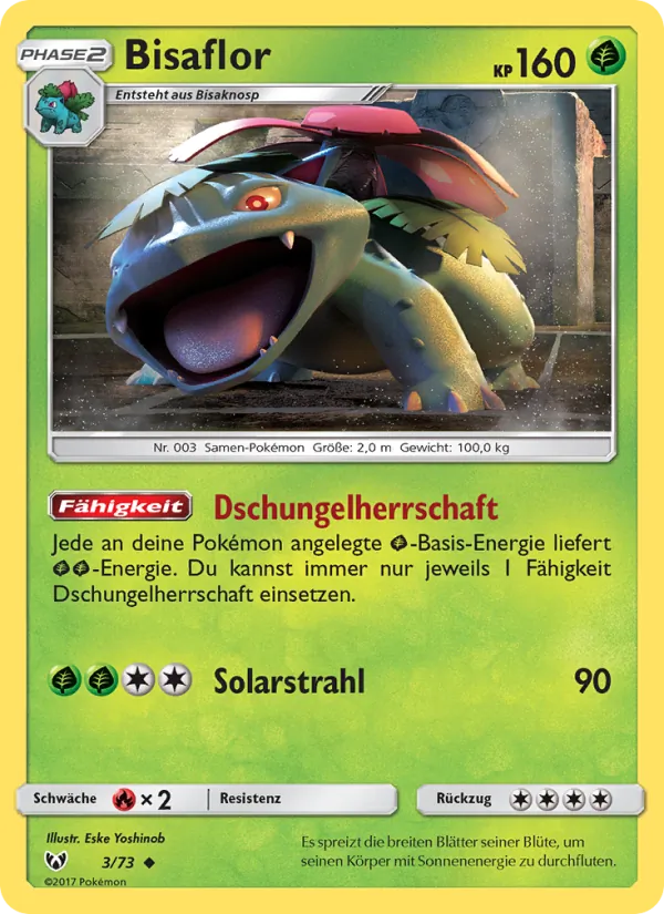 Kaart Venusaur uit Shining Legends, nummer 3/73