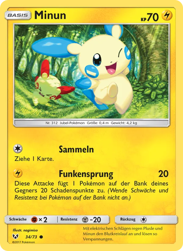 Kartu Minun dari Shining Legends, nomor 34/73