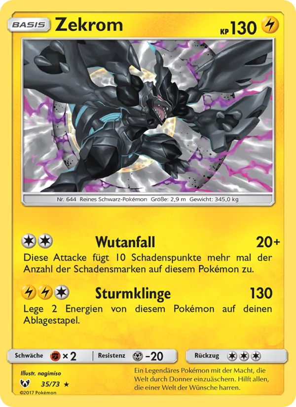 Kartu Zekrom dari Shining Legends, nomor 35/73