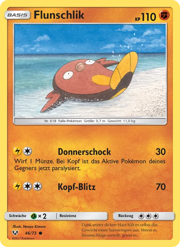 Kartu Stunfisk dari Shining Legends, nomor 46/73