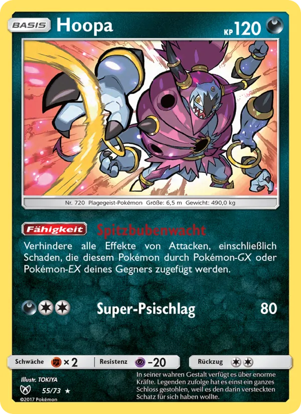Hoopa card from Shining Legends, number 55/73