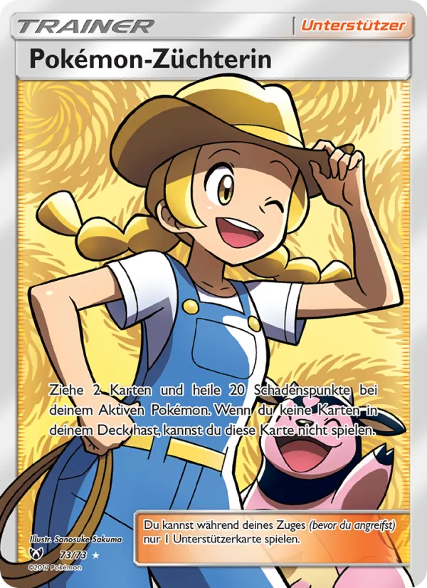 Karte Pokémon-Züchterin aus Schimmernde Legenden, Nummer 73/73