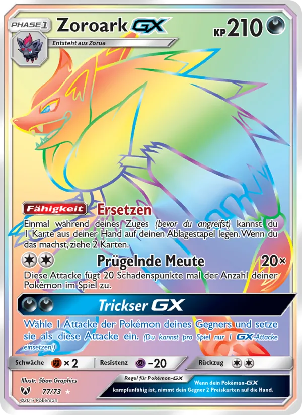 Karte Zoroark GX aus Schimmernde Legenden, Nummer 77/73