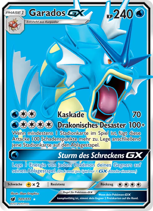 Karte Garados GX aus Aufziehen der Sturmröte, Nummer 101/111