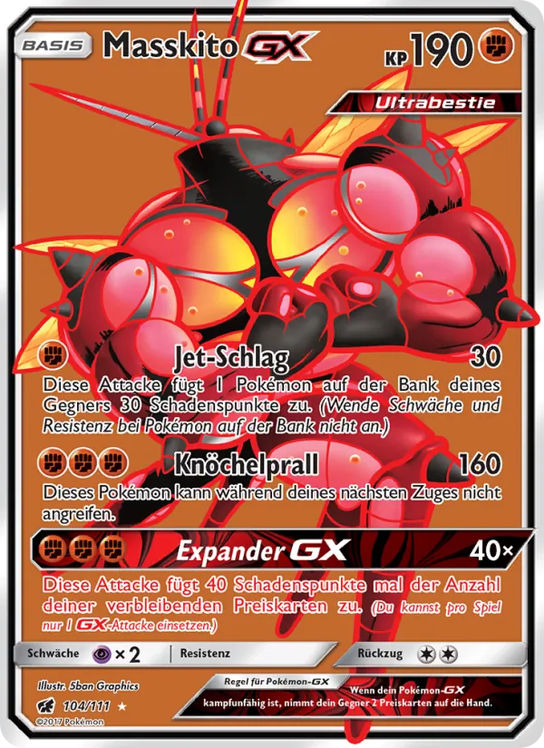 Karte Masskito GX aus Aufziehen der Sturmröte, Nummer 104/111