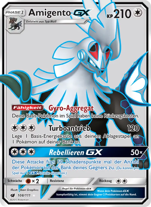 Karte Amigento GX aus Aufziehen der Sturmröte, Nummer 108/111