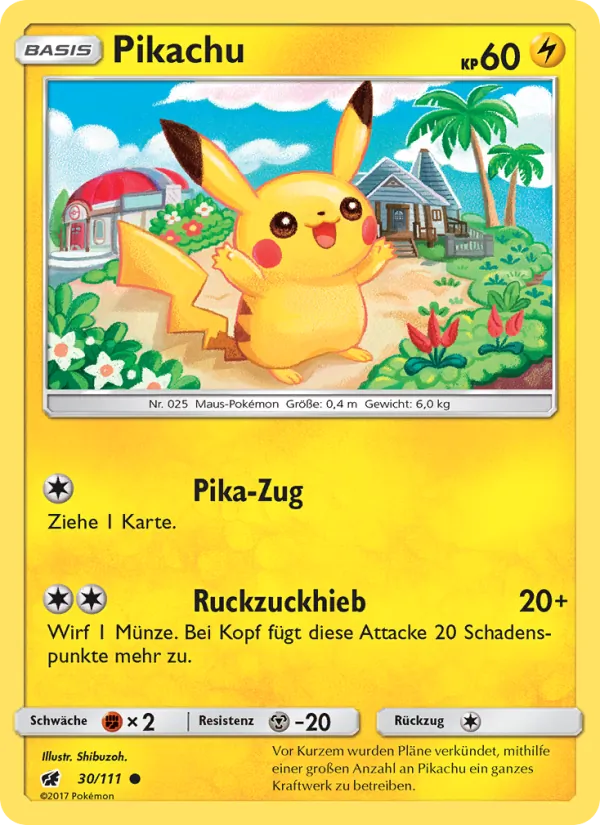 Karte Pikachu aus Aufziehen der Sturmröte, Nummer 30/111