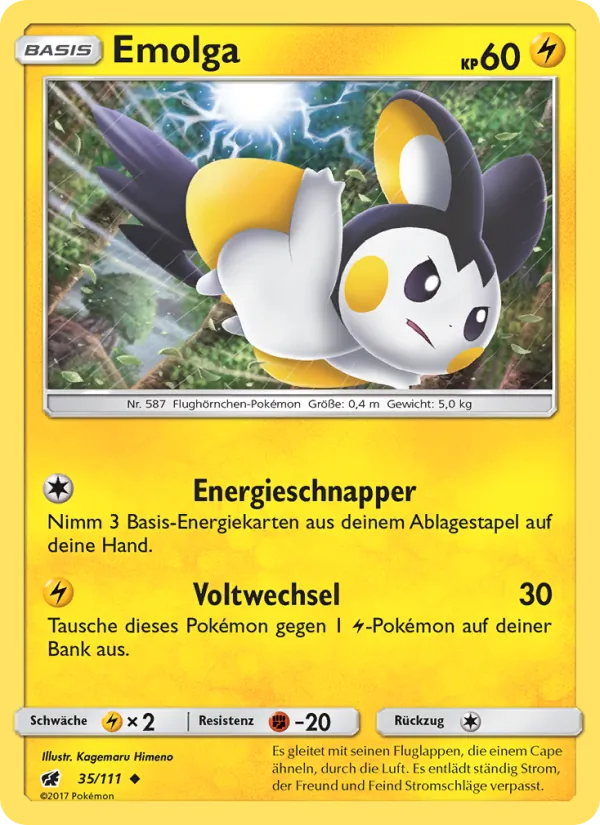 Karte Emolga aus Aufziehen der Sturmröte, Nummer 35/111