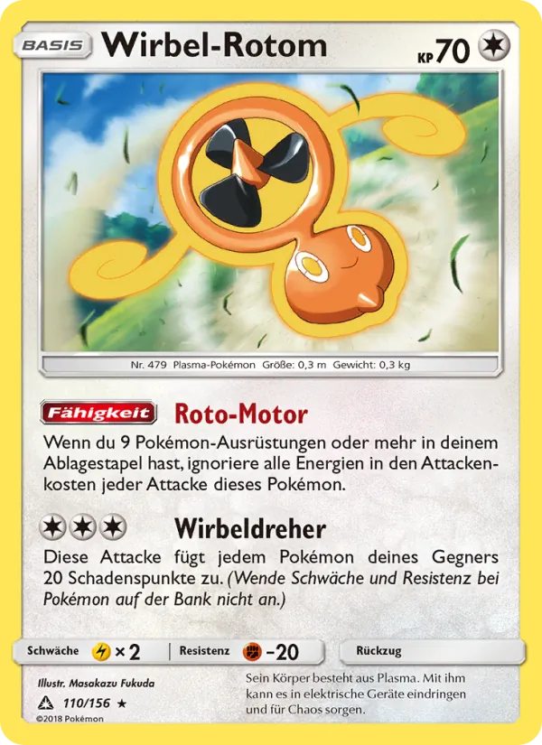 Karte Wirbel-Rotom aus Ultra-Prisma, Nummer 110/156