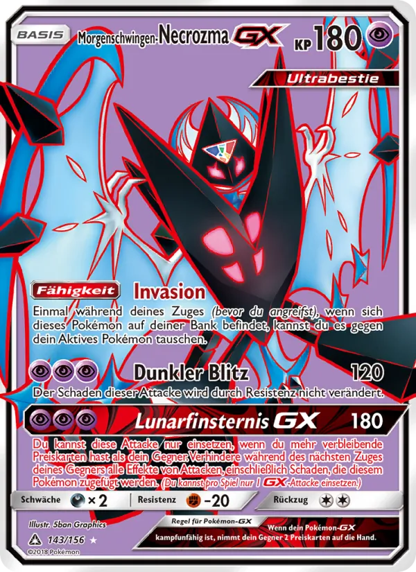 Karte Morgenschwingen-Necrozma GX aus Ultra-Prisma, Nummer 143/156