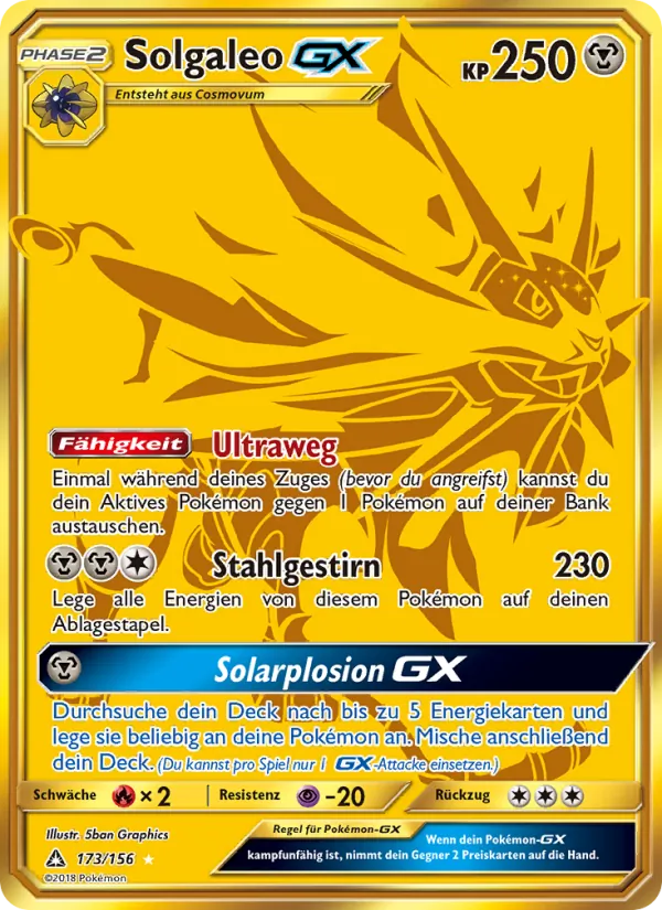 Karte Solgaleo GX aus Ultra-Prisma, Nummer 173/156
