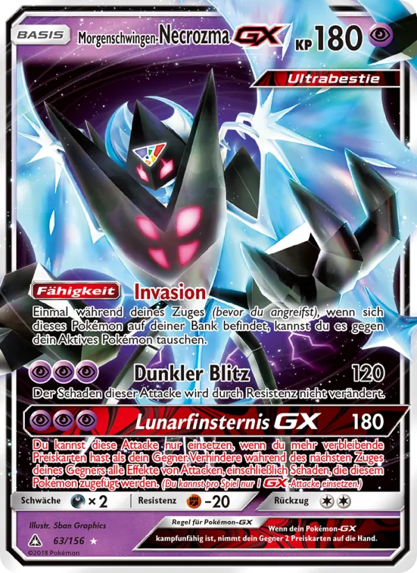 Karte Morgenschwingen-Necrozma GX aus Ultra-Prisma, Nummer 63/156