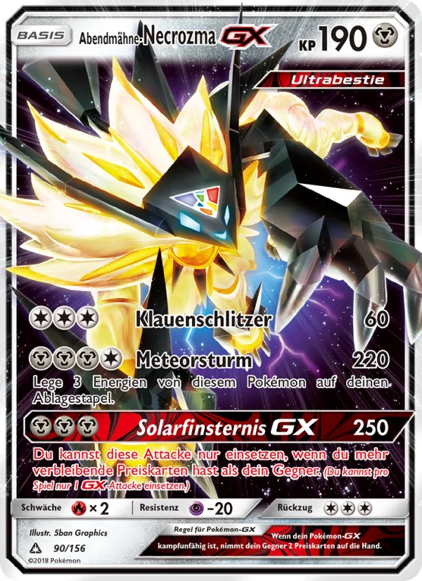 Karte Abendmähne-Necrozma GX aus Ultra-Prisma, Nummer 90/156