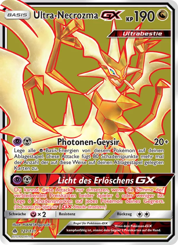 Karte Ultra-Necrozma GX aus Grauen Der Lichtfinsternis, Nummer 127/131