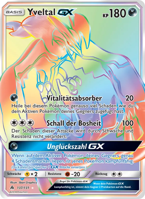 Karte Yveltal GX aus Grauen Der Lichtfinsternis, Nummer 137/131