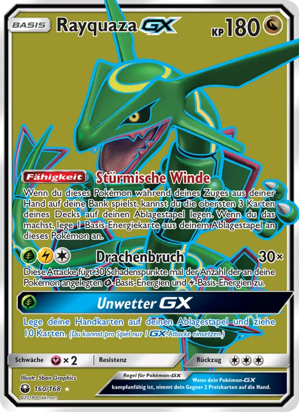 Karte Rayquaza GX aus Sturm Am Firmament, Nummer 160/168
