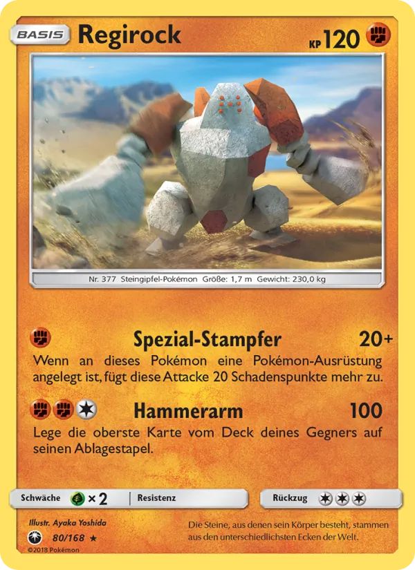 Karte Regirock aus Sturm Am Firmament, Nummer 80/168