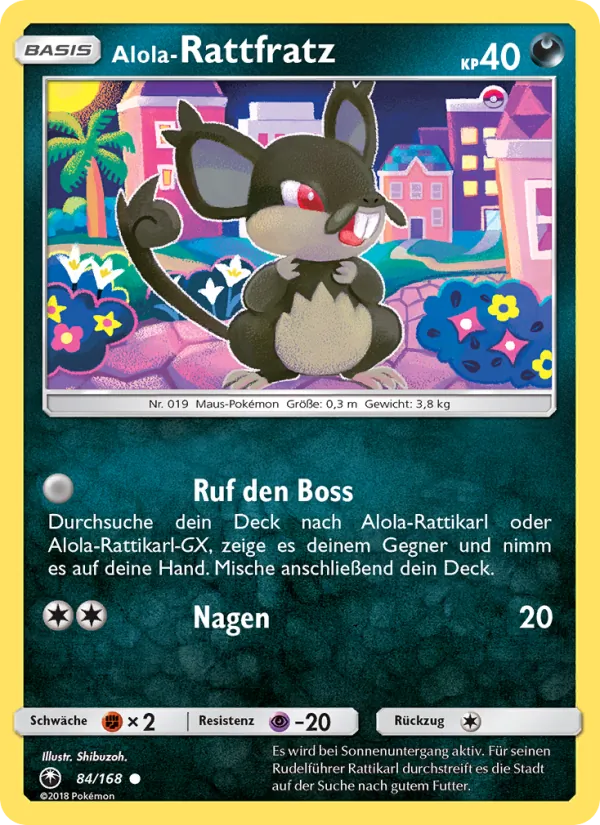 Karte Alola-Rattfratz aus Sturm Am Firmament, Nummer 84/168