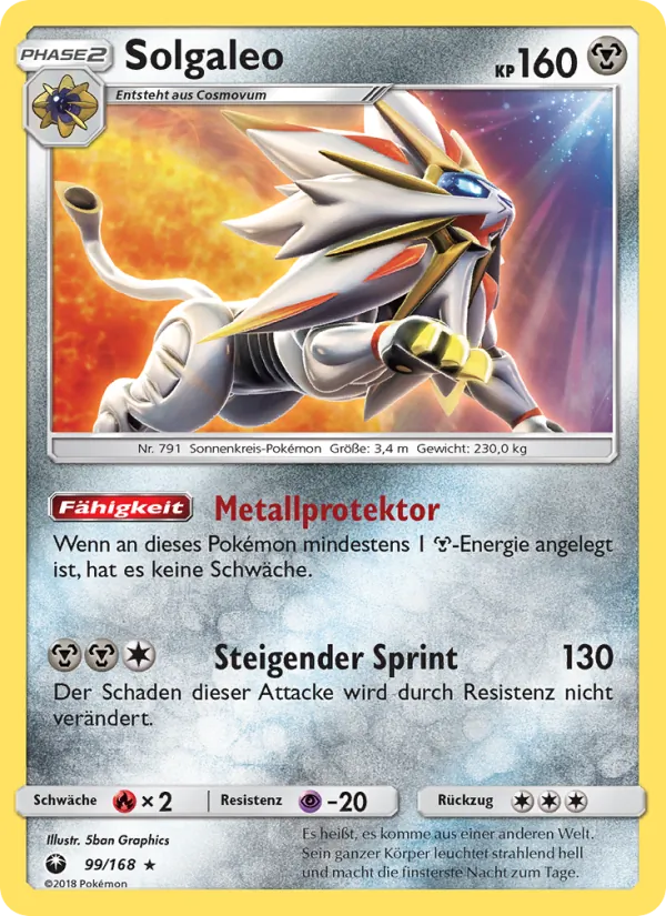 Karte Solgaleo aus Sturm Am Firmament, Nummer 99/168