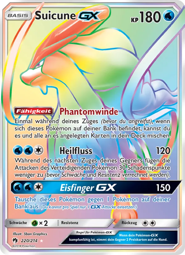 Karte Suicune GX aus Echo des Donners, Nummer 220/214