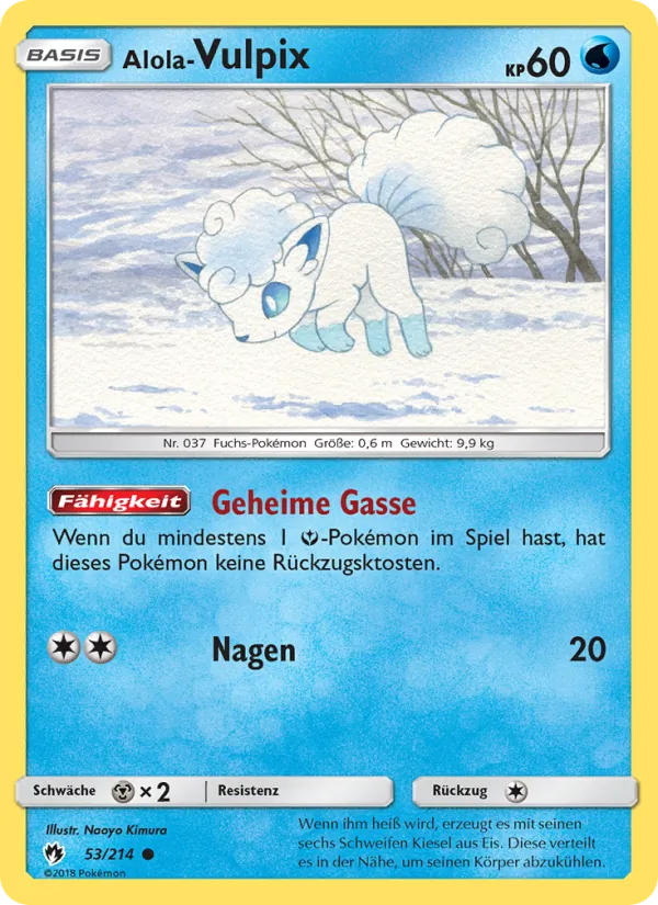 Karte Alola Vulpix aus Echo des Donners, Nummer 53/214