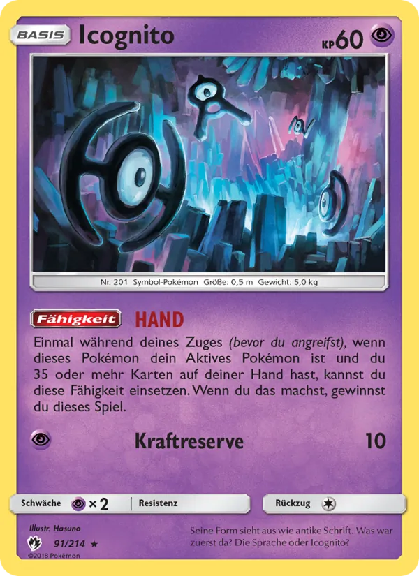 Karte Icognito aus Echo des Donners, Nummer 91/214
