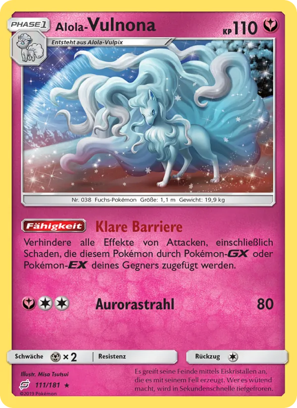 Karte Alola Vulnona aus Teams Sind Trumpf, Nummer 111/181