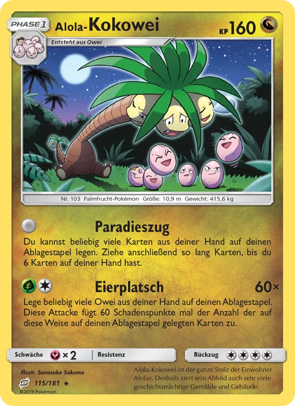 Karte Alola-Kokowei aus Teams Sind Trumpf, Nummer 115/181