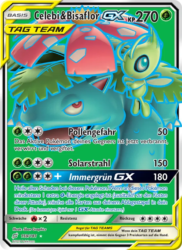 Karte Celebi & Bisaflor GX aus Teams Sind Trumpf, Nummer 159/181